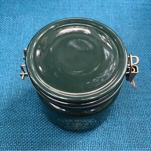 Vintage 90’s Starbucks Green and Gold Ceramic Storage Jar 5.5”